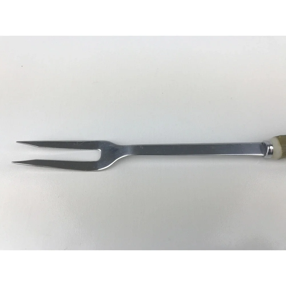Vintage Carving Fork Stainless Steel Faux Stag Antler Handle Serving Utensil‎